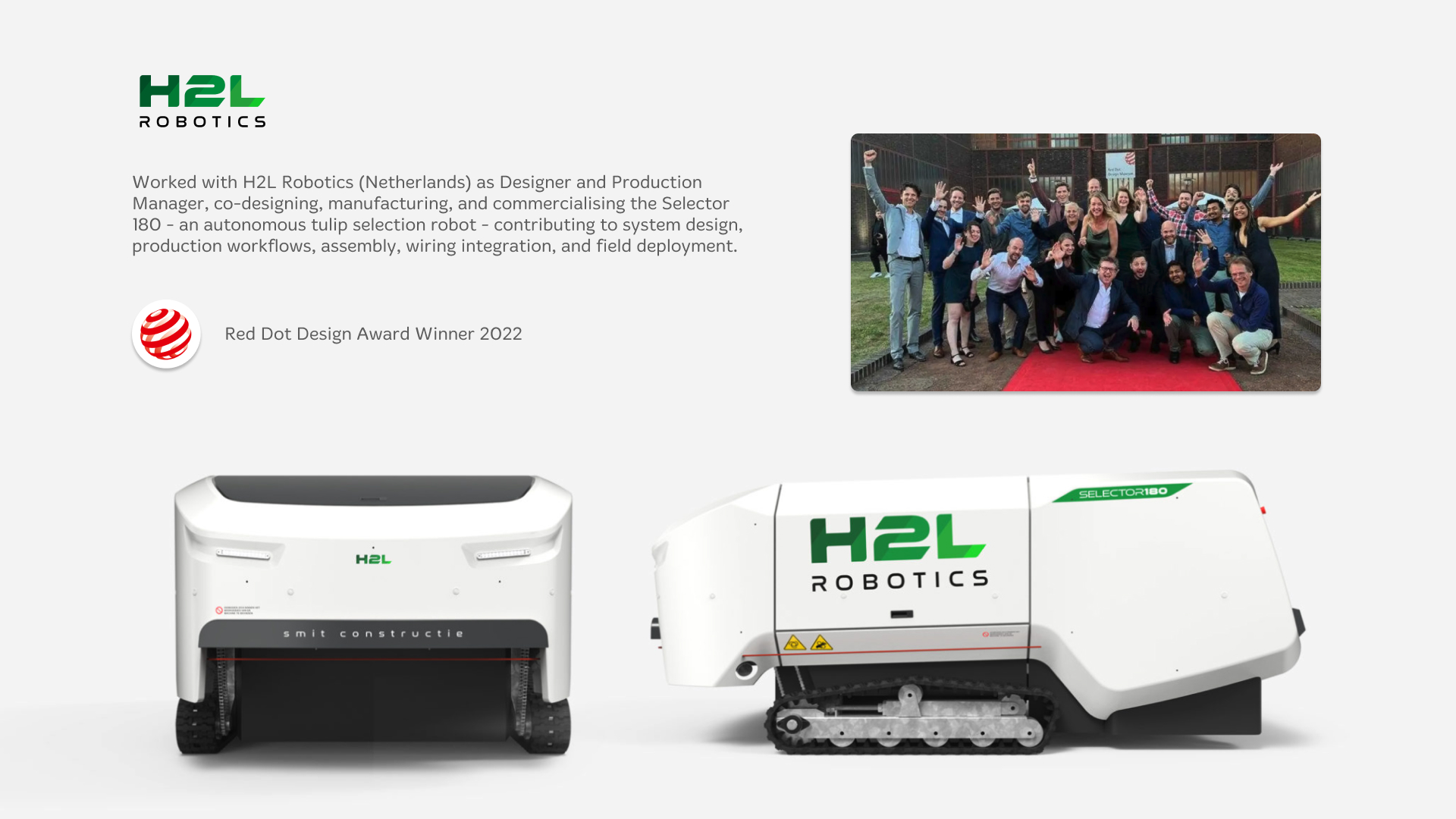 Selector 180 robot detail — H2L Robotics, Red Dot Award 2022, by Pranav Gawde